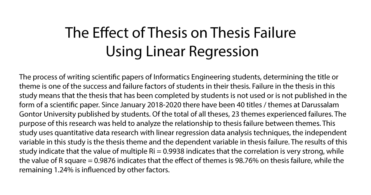 The Effect of Thesis on Thesis Failure Using Linear Regression JOINCS